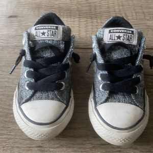 Converse kids toddler size 11 black and white tweed